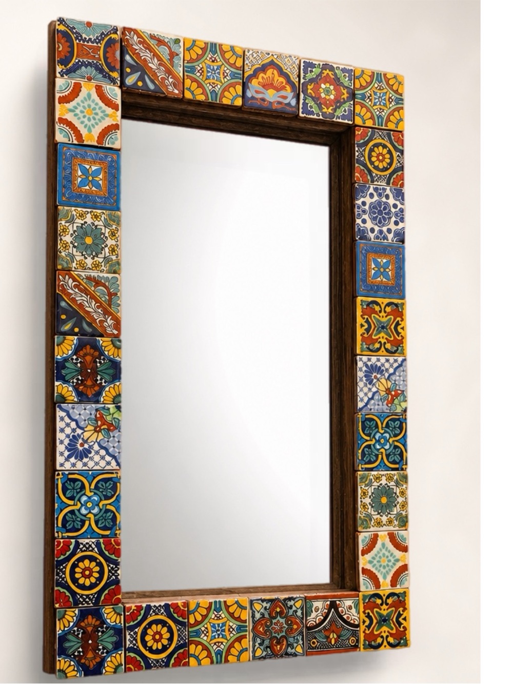 Mexican hand-painted mosaic Talavera tile mirror